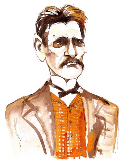 Jean Sibelius, caricatured as a younger man by Neale Osborne